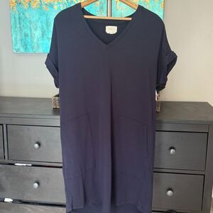 Lou & Grey Signature Soft Navy Blue Lounge Casual Dress Medium Rayon Blend